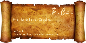 Petkovics Csaba névjegykártya