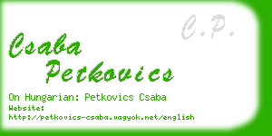 csaba petkovics business card